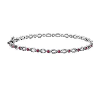 10K White Gold (0.36ct) Diamond and Ruby Bangle Bracelet