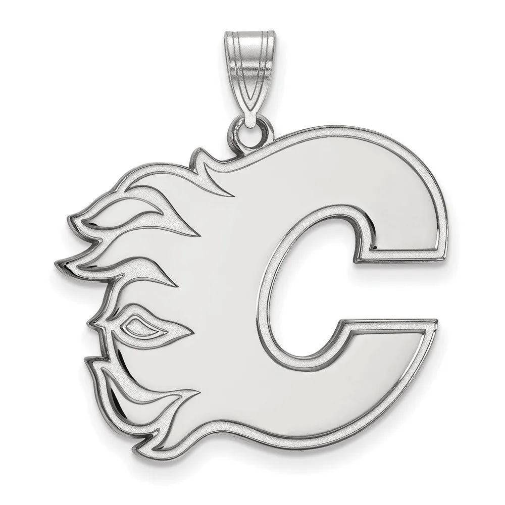 10k White Gold NHL Calgary Flames XL Pendant