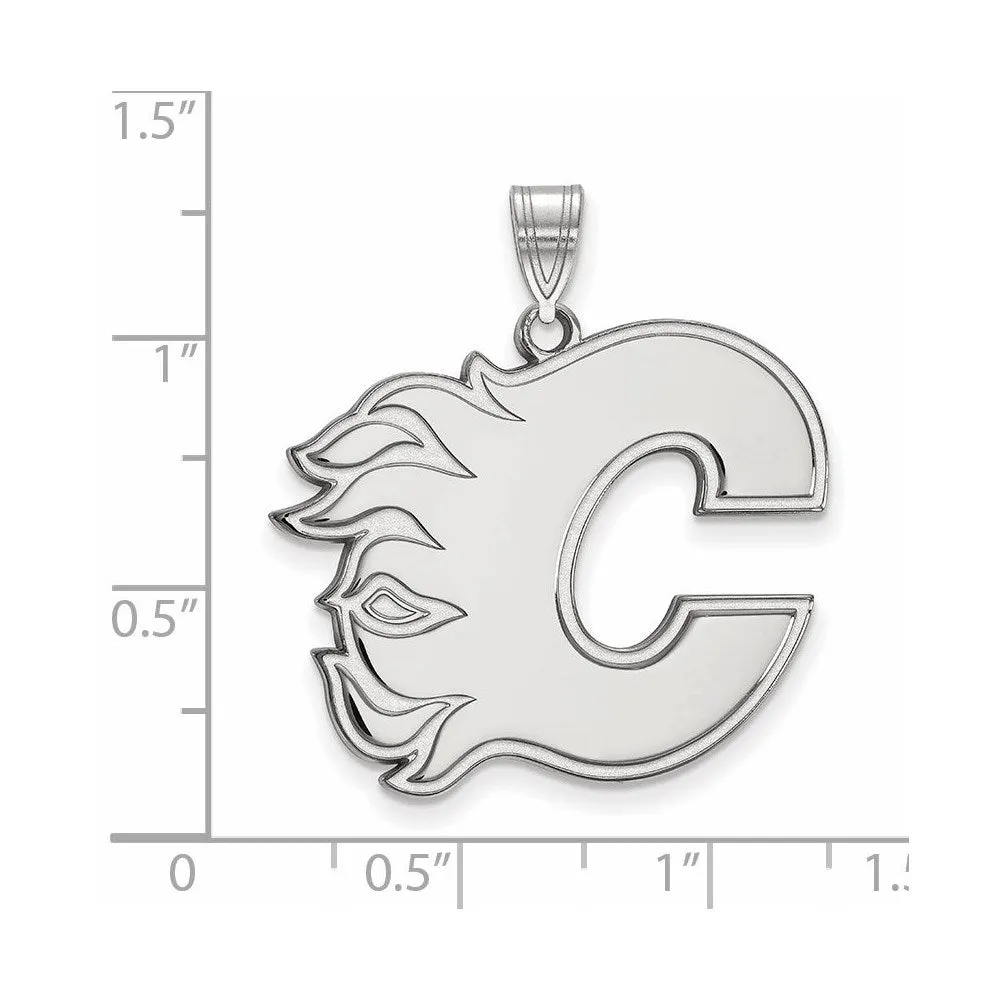 10k White Gold NHL Calgary Flames XL Pendant