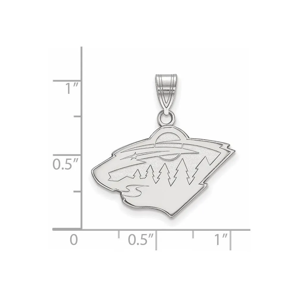 10k White Gold NHL Minnesota Wild Medium Pendant