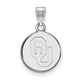 10k White Gold U. of Oklahoma Small 'OU' Disc Pendant