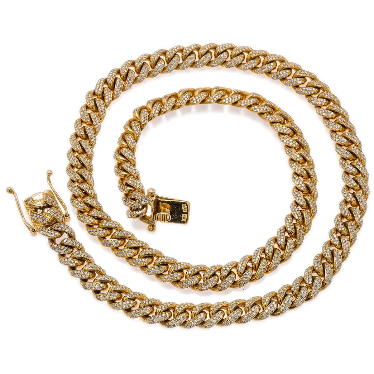 10K Yellow Gold 30 Cuban Chain With 21.64 CT Diamonds