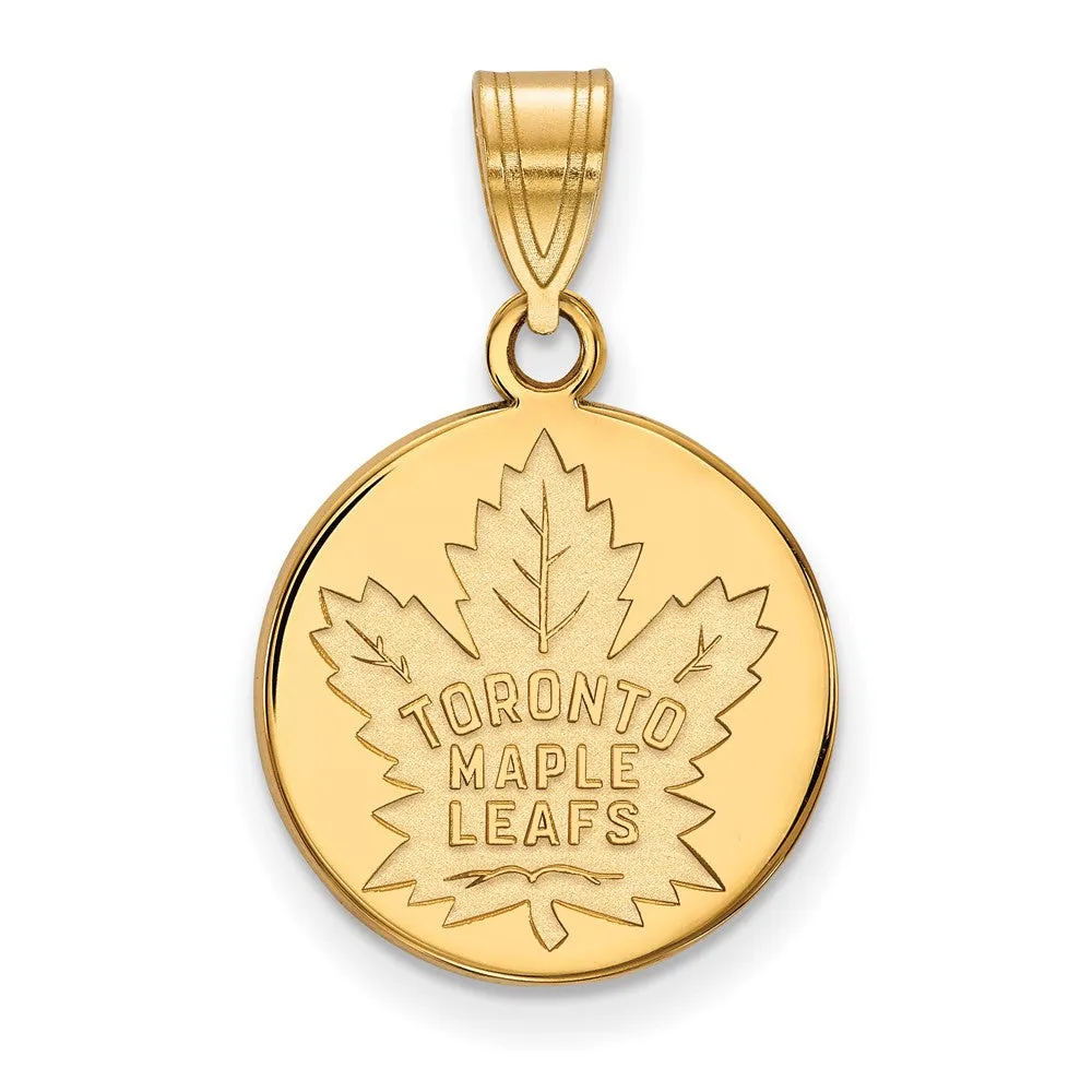 10k Yellow Gold NHL Toronto Maple Leafs Medium Disc Pendant