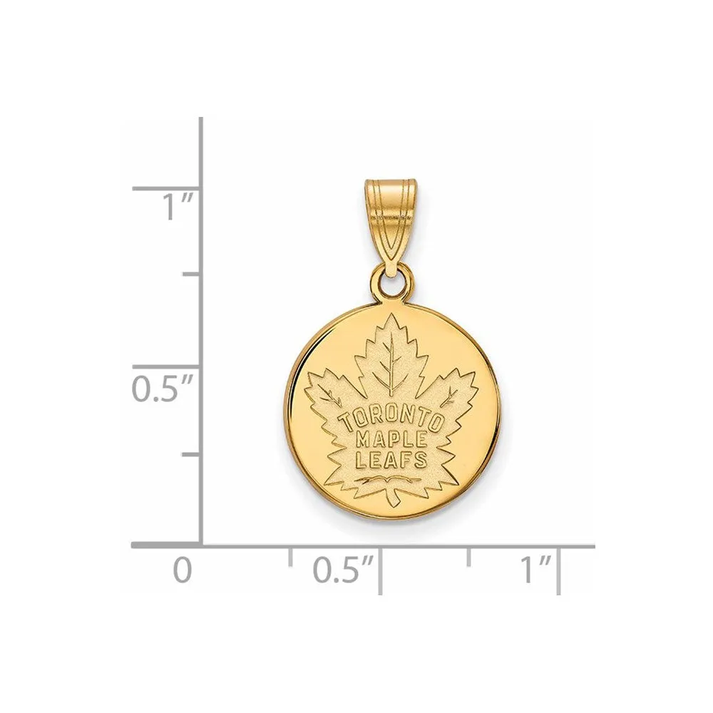 10k Yellow Gold NHL Toronto Maple Leafs Medium Disc Pendant