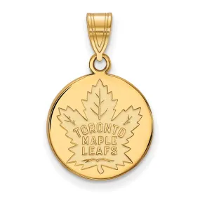 10k Yellow Gold NHL Toronto Maple Leafs Medium Disc Pendant