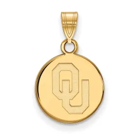 10k Yellow Gold U. of Oklahoma Small 'OU' Disc Pendant