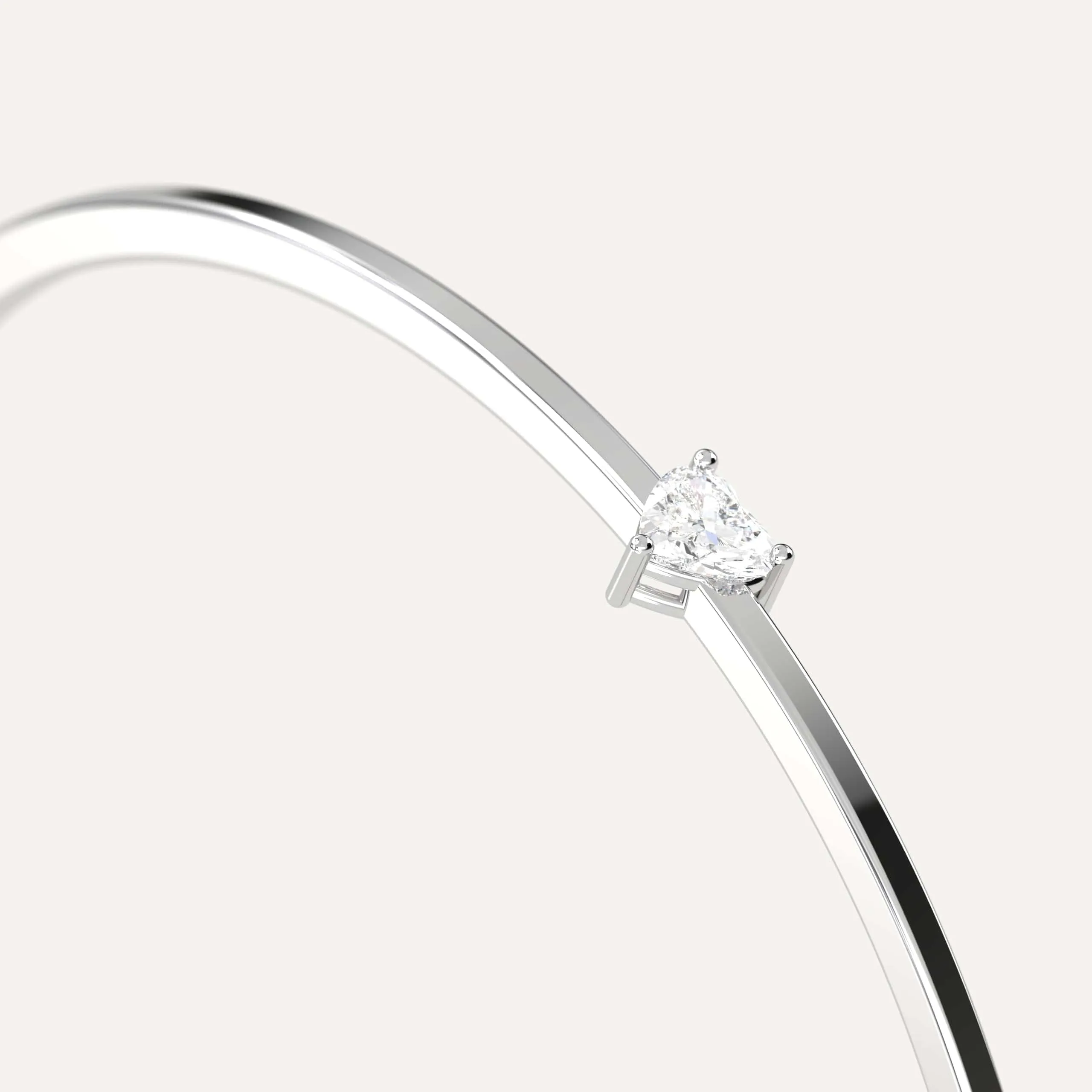 1/2 carat Heart Diamond Solitaire, Bangle Bracelet