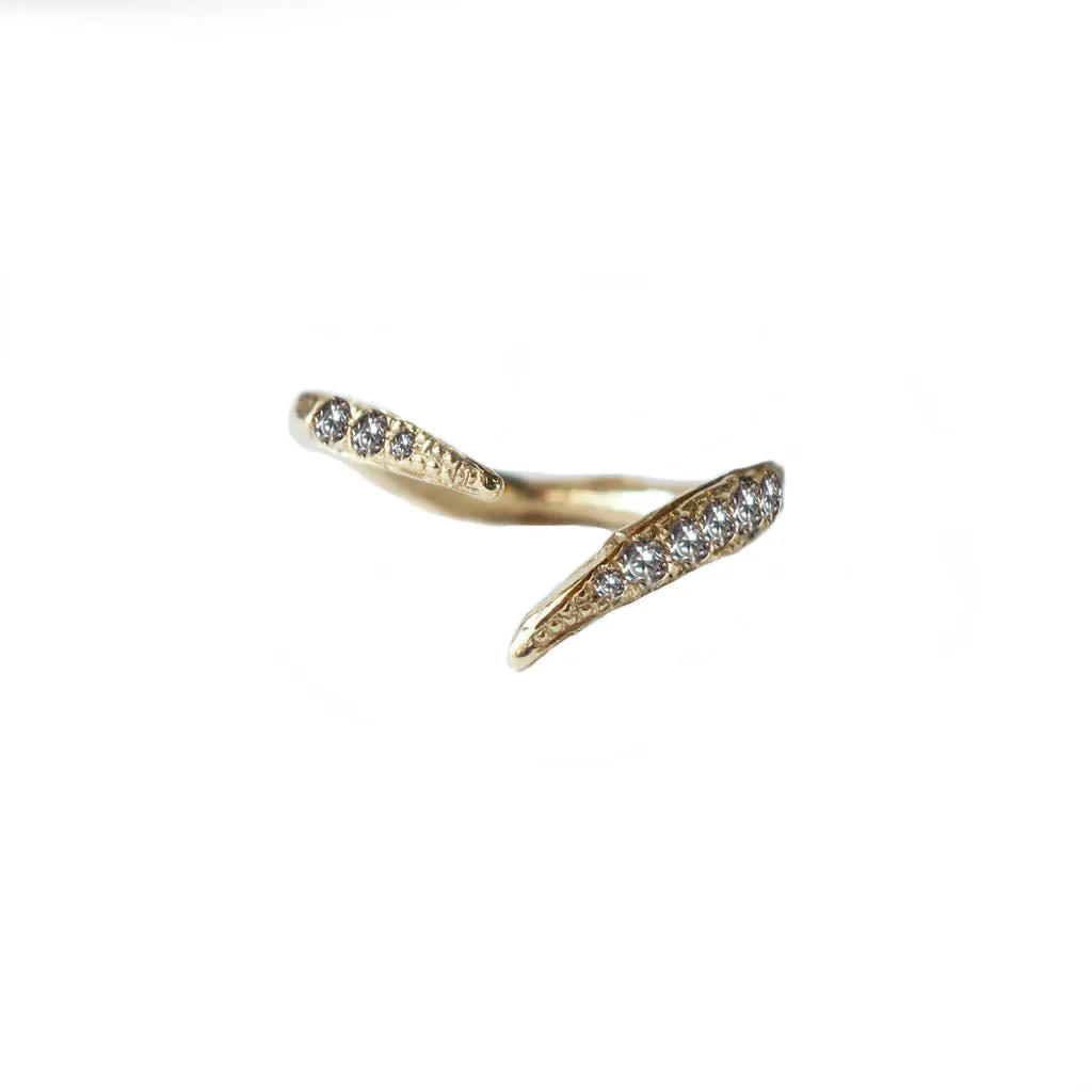 14 Karat Gold Split Ring Band with Diamonds