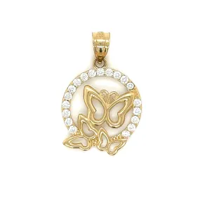 14K Gold Butterflies Pendant