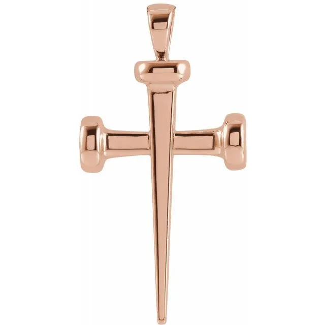 14K Rose 28x14.71 mm Nail Cross Pendant R42392PR