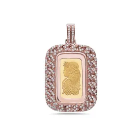 14K Rose Gold Curb Link Fortuna Pendant with 1.80 CT Diamonds