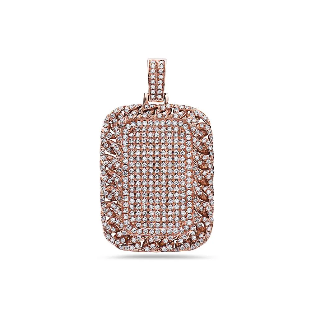 14K Rose Gold Curb Link Pendant with 4.50 CT Diamonds