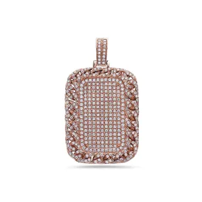 14K Rose Gold Curb Link Pendant with 4.50 CT Diamonds