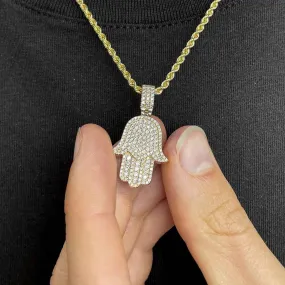 14k Solid Gold Diamond Hamsa Pendant (.92 CTW)