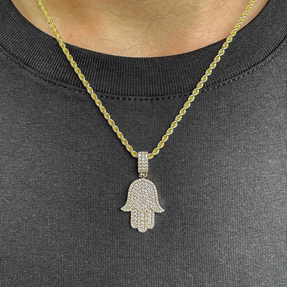 14k Solid Gold Diamond Hamsa Pendant (.92 CTW)