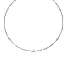 14k White Gold Necklace with Brushed Texture and Diamonds-rx96633-17