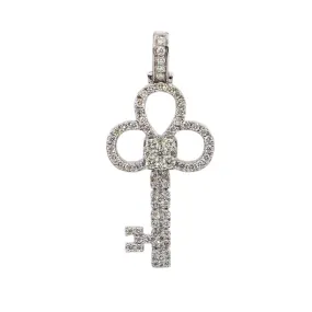 14K White Gold Pendant with 1.85 CT Diamonds