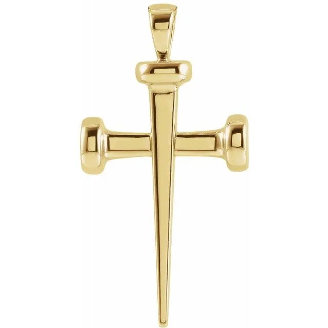 14K Yellow 28x14.71 mm Nail Cross Pendant R42392PY