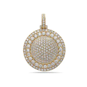 14K Yellow Gold Circle Pendant with 6.48 CT Diamonds