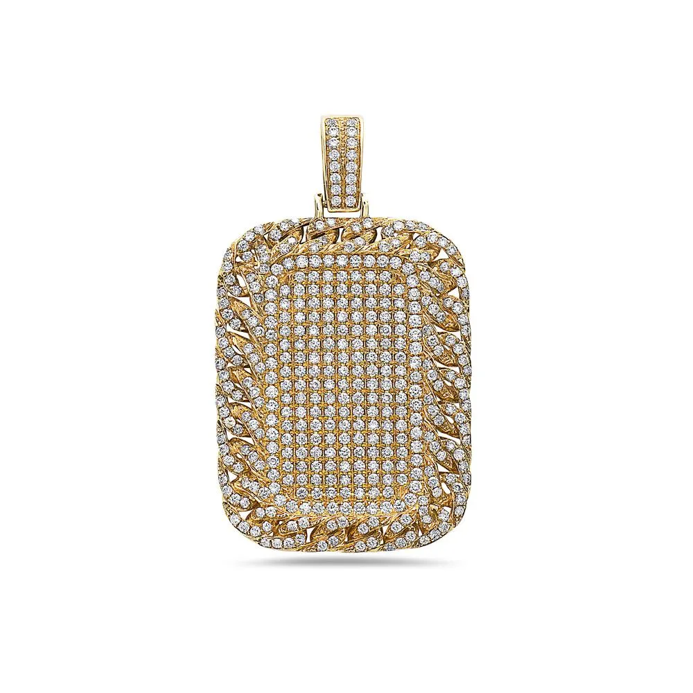 14K Yellow Gold Curb Link Pendant with 4.50 CT Diamonds