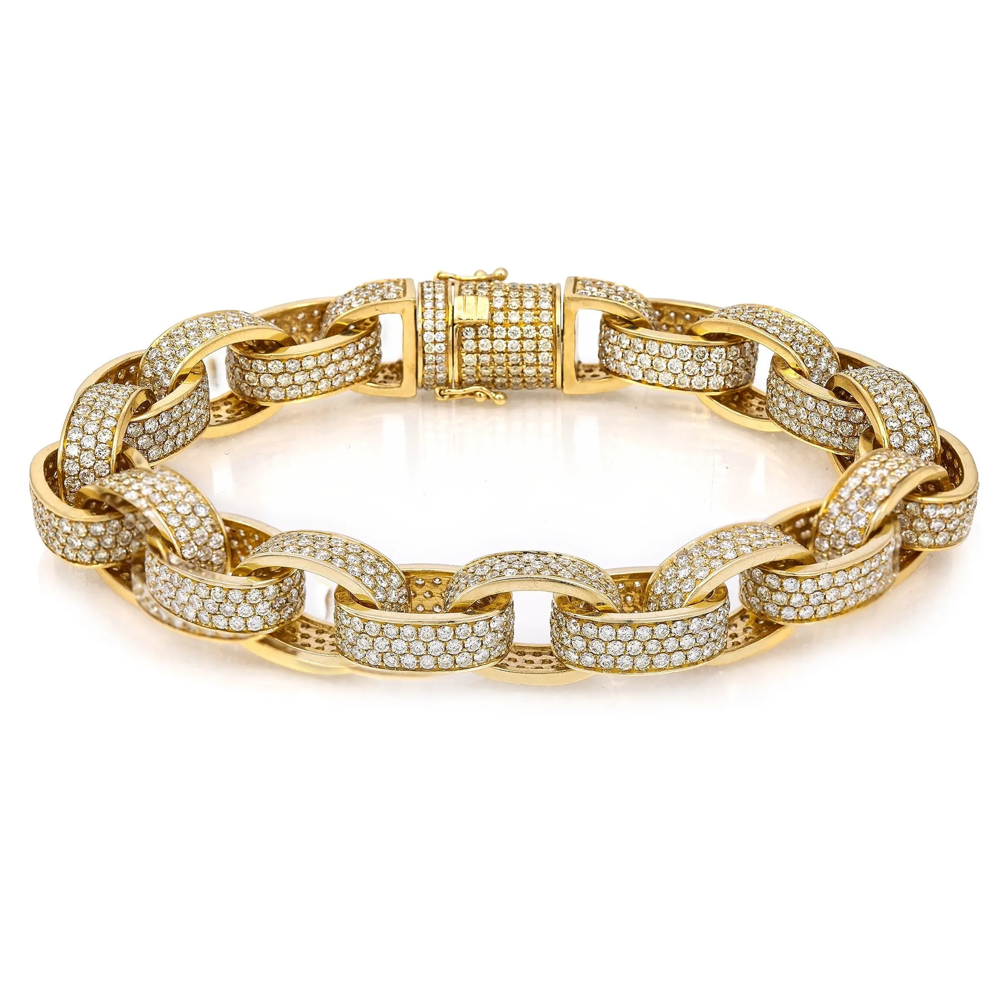 14K Yellow Gold Custom Diamond Bracelet With 21.41 CT Diamonds