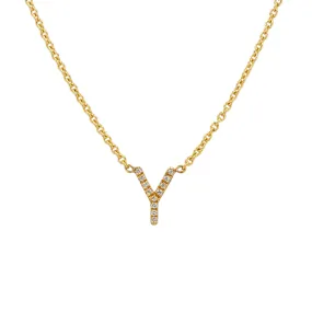 14K Yellow Gold Diamond Letter Y with Chain