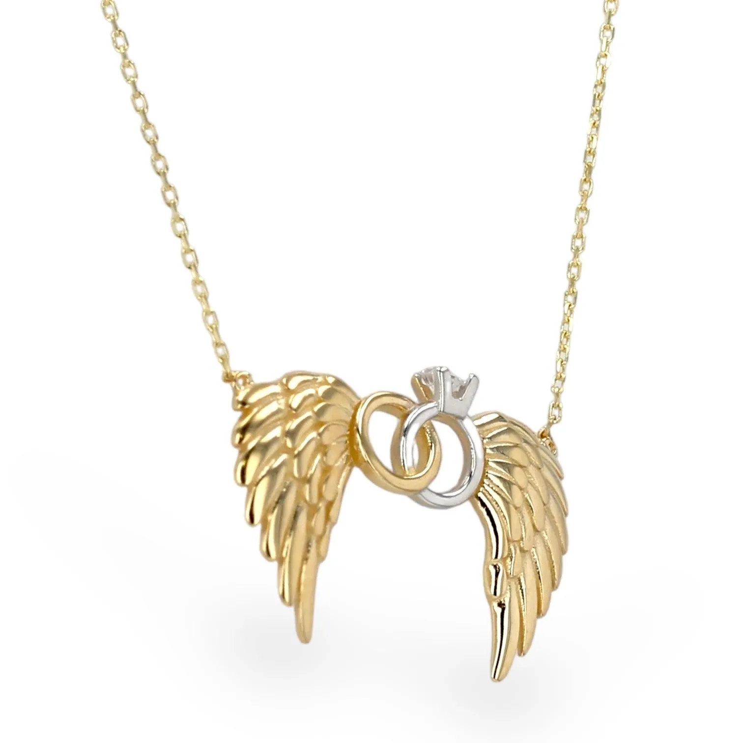 14K Yellow gold engagement wings necklace necklace