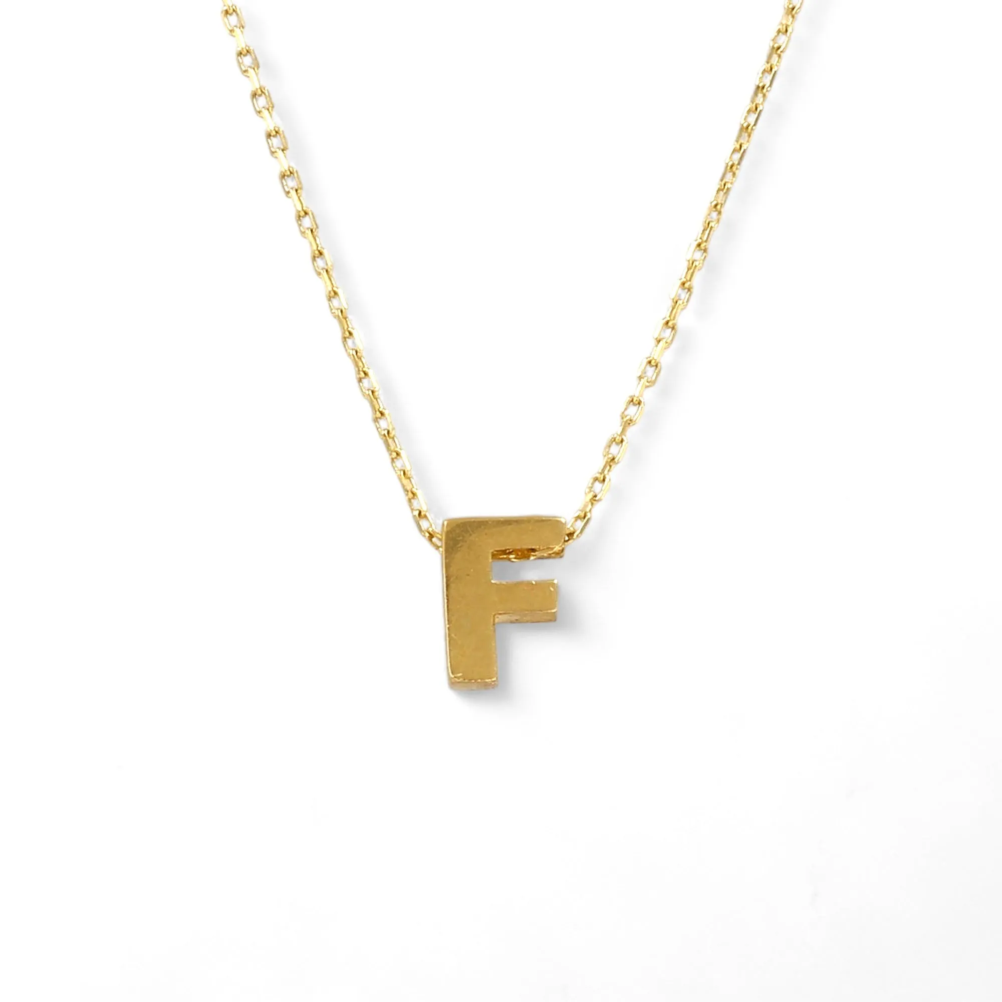 14K Yellow Gold Letter F with Chain