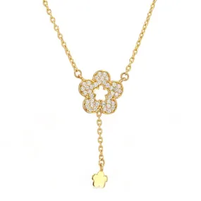 14K Yellow gold sapphire clover necklace-16163