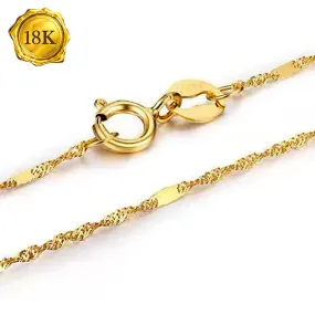 18 INCHES FANCY MIRROR 18K SOLID GOLD SINGAPORE CHAIN NECKLACE