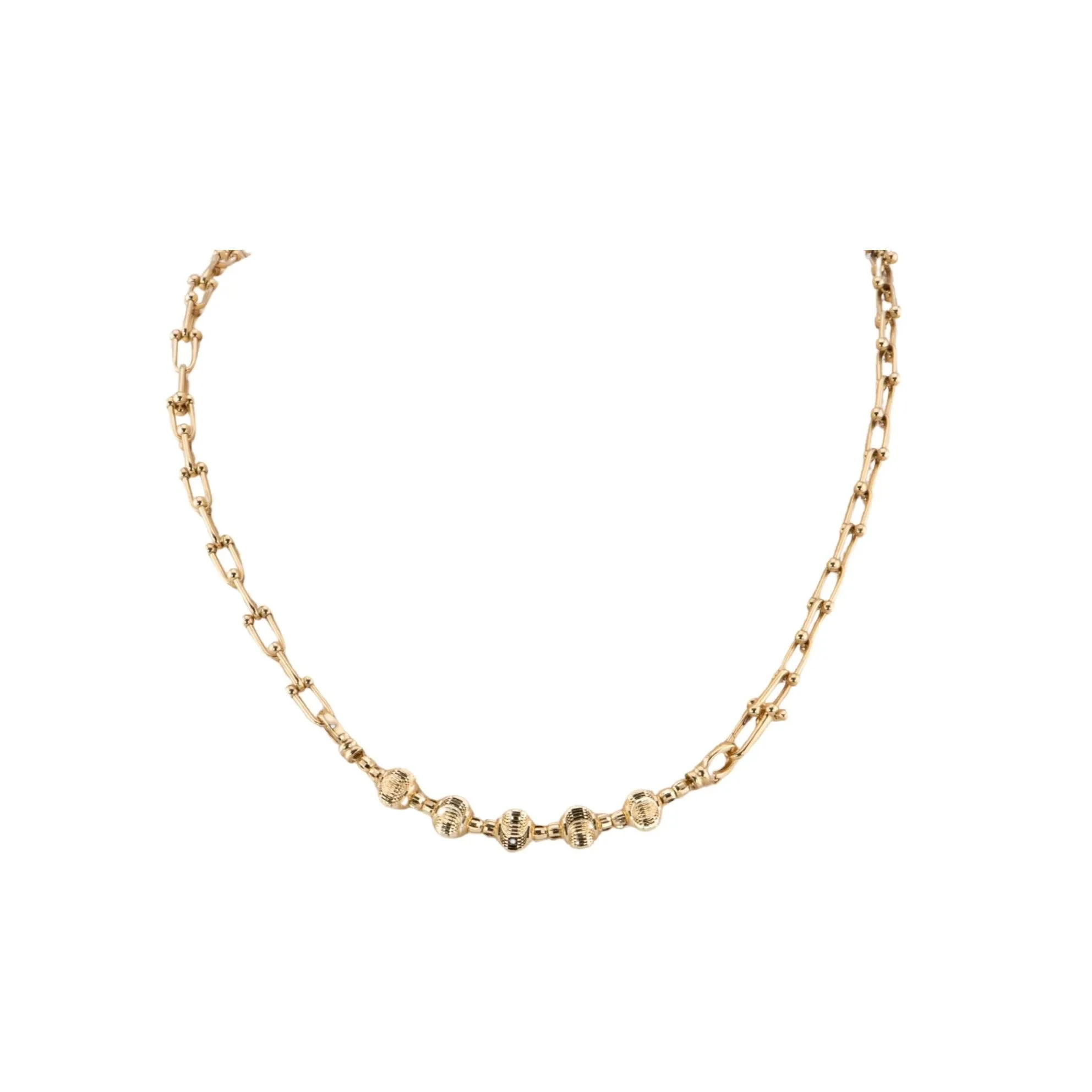 18K Gold Extension Chain Glitter Bead 3.21g R2055