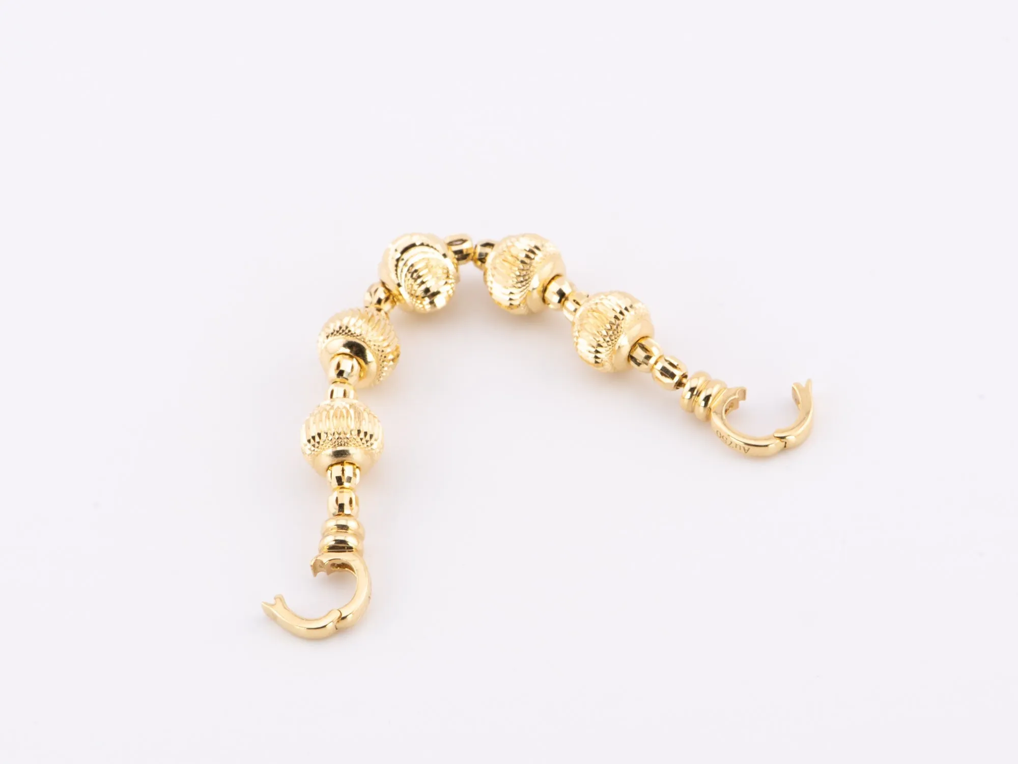 18K Gold Extension Chain Glitter Bead 3.21g R2055