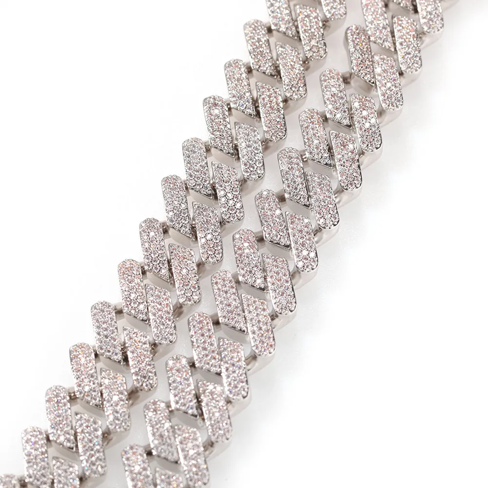 18K gold plated cubic zirconia stone Miami Cuban link chain