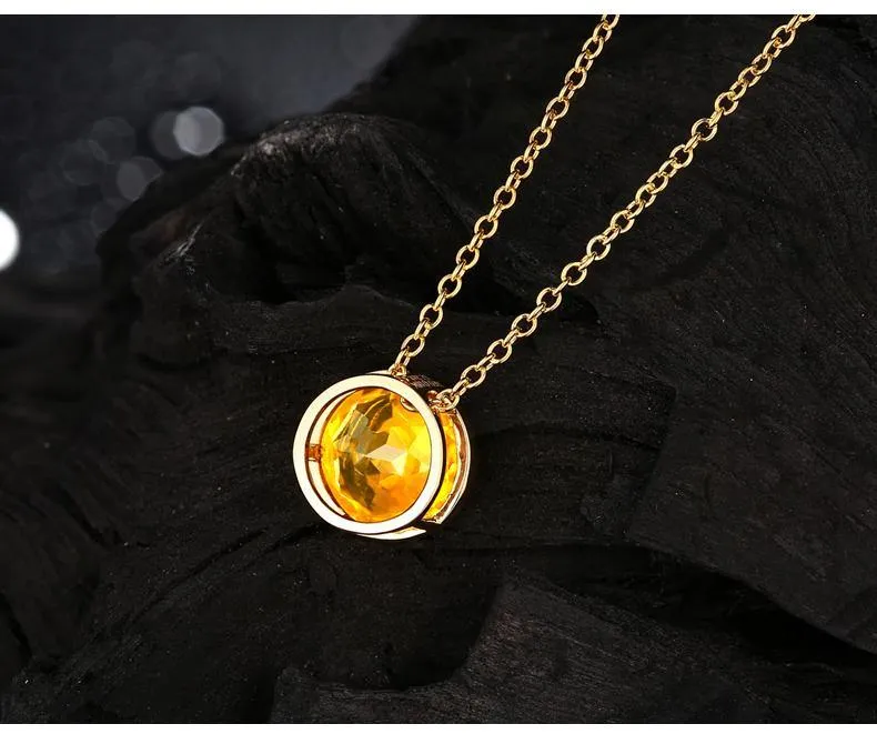 18K Pure Gold Natural Gemstones Pendant