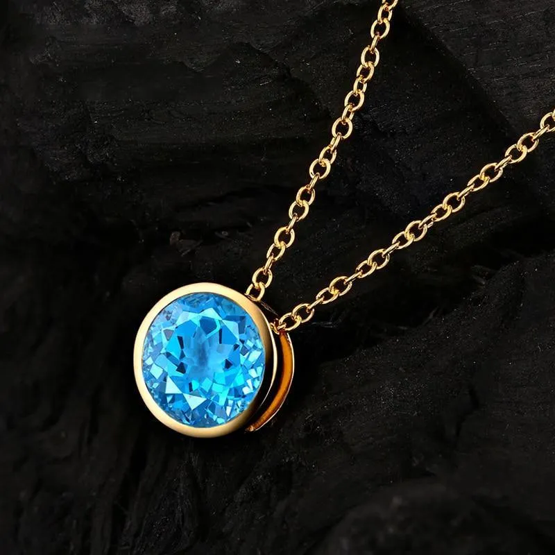 18K Pure Gold Natural Gemstones Pendant