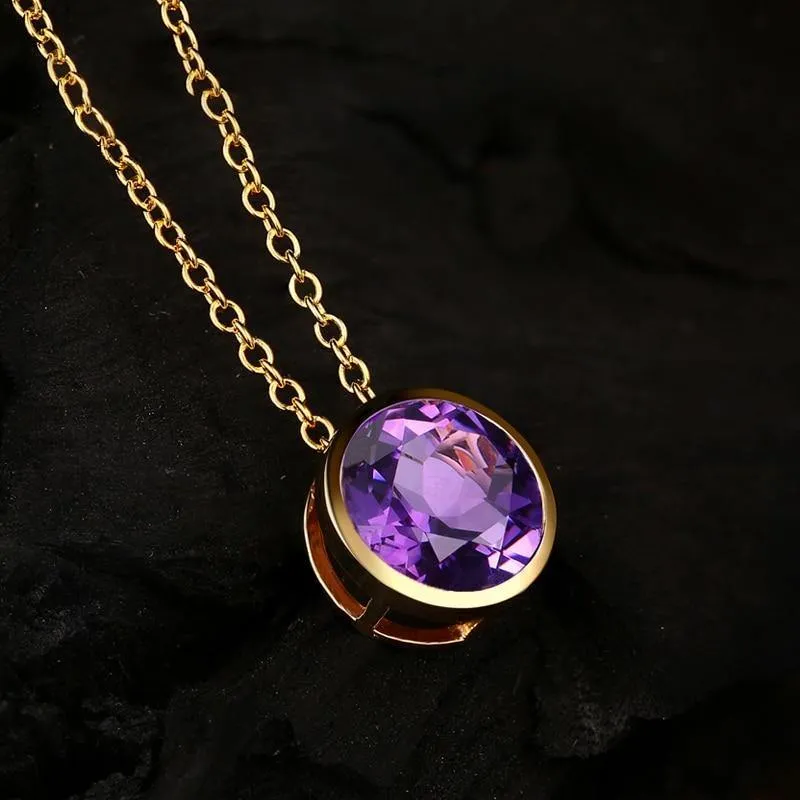 18K Pure Gold Natural Gemstones Pendant