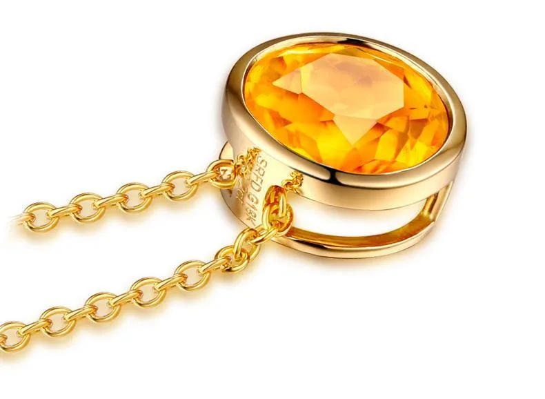 18K Pure Gold Natural Gemstones Pendant