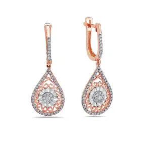 18K Rose Gold Ladies Earrings With 0.54 CT Diamonds