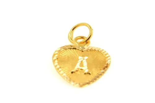 22k 22ct Solid Gold Charm Letter A Pendant Heart Design p1197 ns