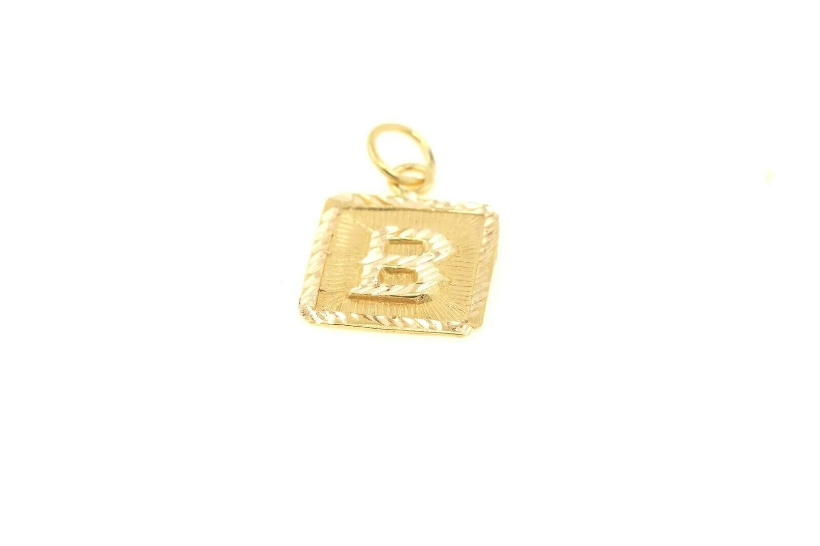 22k 22ct Solid Gold Charm Letter B Pendant Square Design p1104 ns