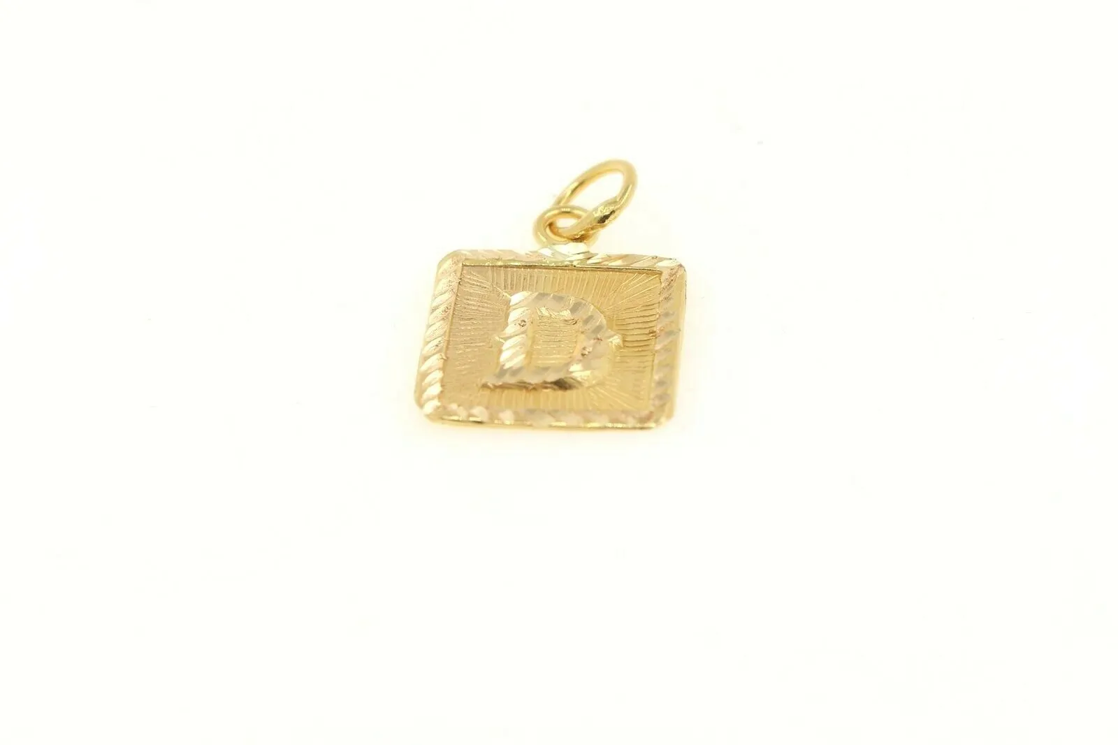 22k 22ct Solid Gold Charm Letter D Pendant Square Design p1106 ns