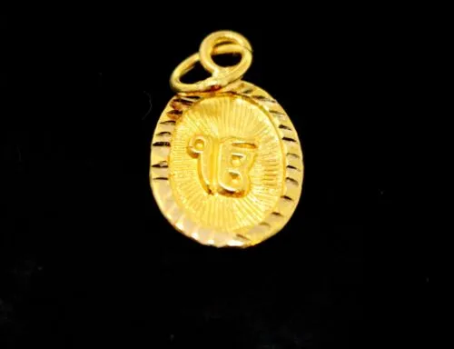 22k 22ct Solid Gold SIKH RELIGIOUS KHANDA ONKAR Pendant Locket Diamond Cut ns