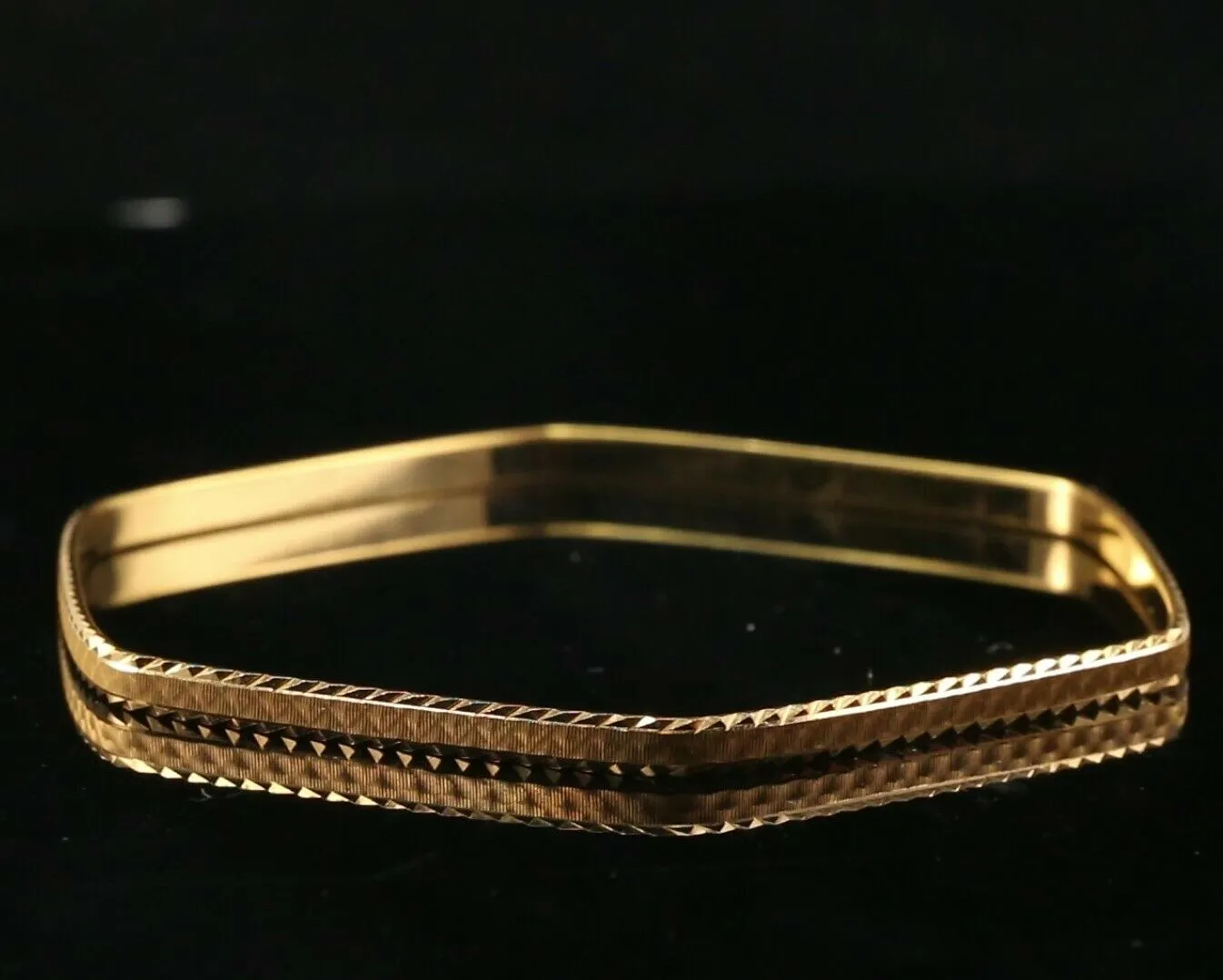 22k Bangle Solid Gold Unique Charm Hexagon Kara Design Size 2.75 inch B3064