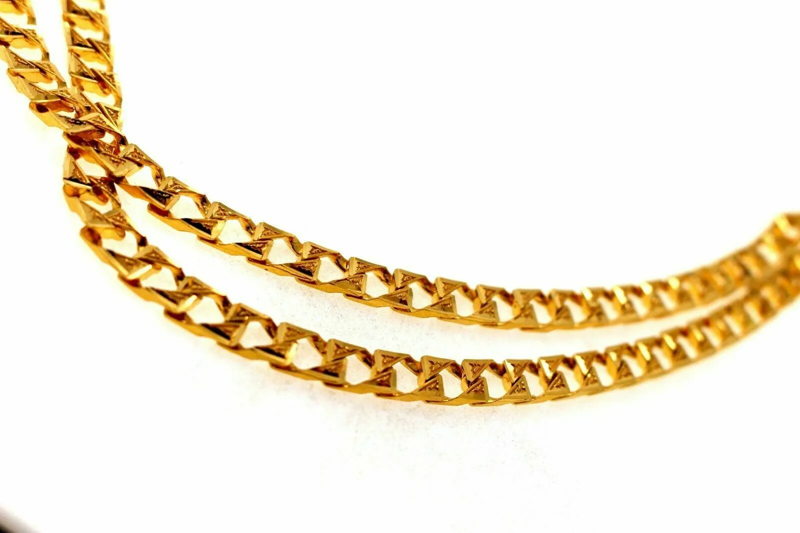 22k Chain Gold Solid Yellow Elegant Simple Cuban Link Design Length 22 inch c624