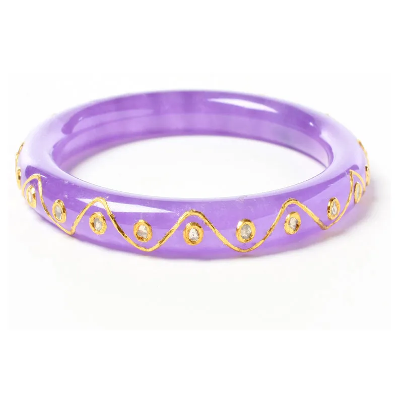 22k Gold Lavender Jade and Uncut Diamond Sabina Bangle