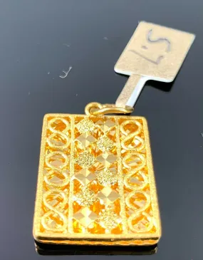 22k Pendant Solid Gold Elegant Simple Filigree Rectangular Shape Design P1071