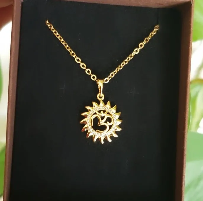 24k Gold Plated OM Pendant Necklace