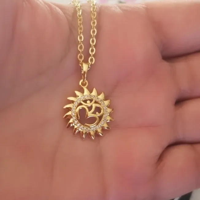 24k Gold Plated OM Pendant Necklace