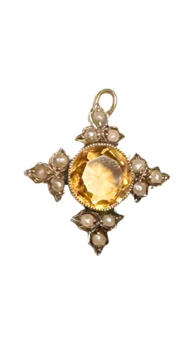 624 Citrine Pearl Pendant