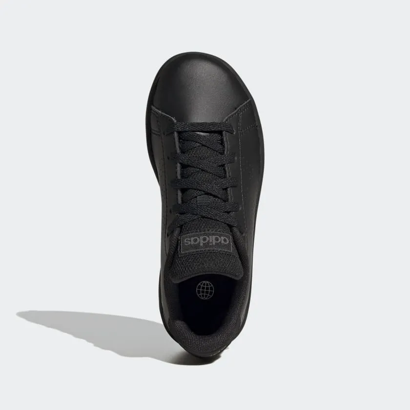 ADIDAS JUNIOR ADVANTAGE LIFESTYLE COURT LACE TRIPLE BLACK SHOE